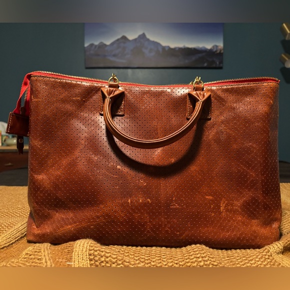Blair Ritchey MINI HUGH PERFORATED CHESTNUT with POPPY ZIPPER Beautiful Leather - Picture 12 of 15